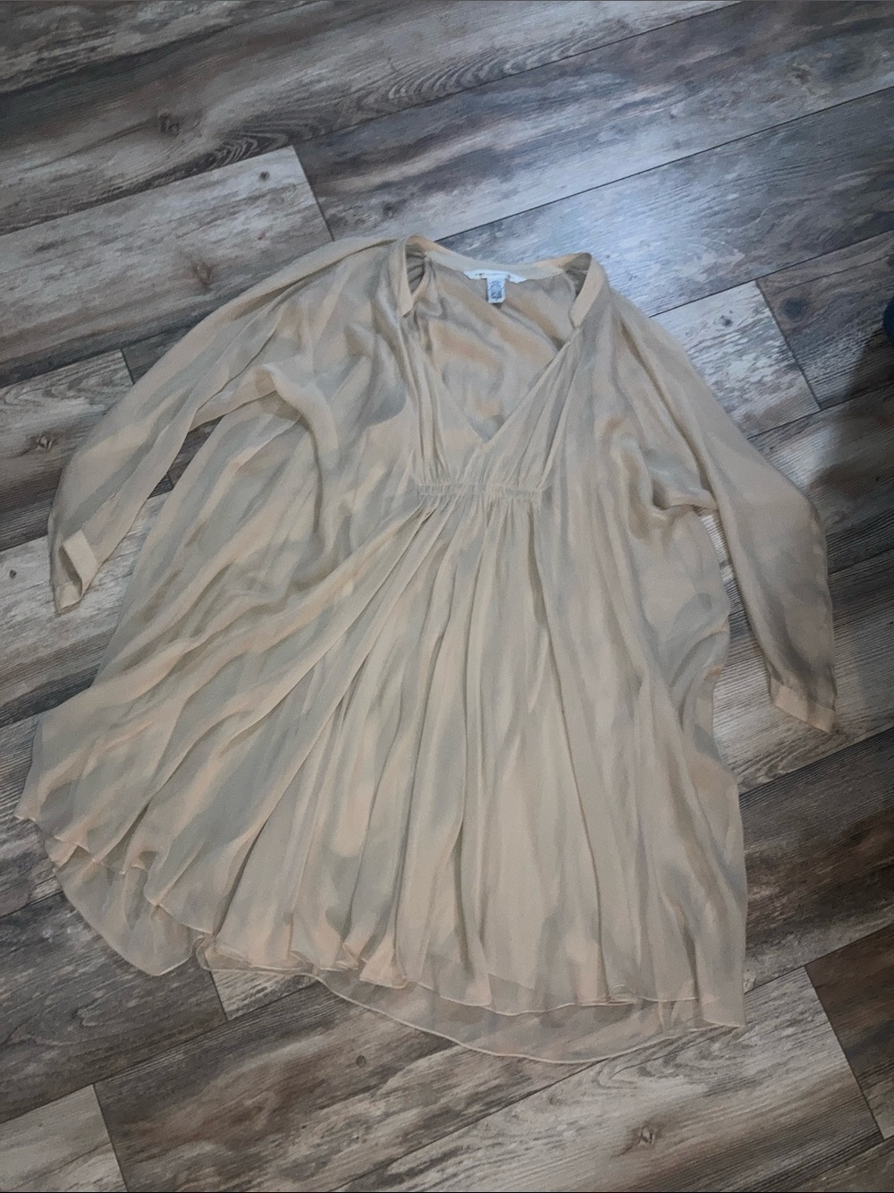 Diane von Furstenberg Fleurette 100% Silk Chiffon Dress Beige Size 8